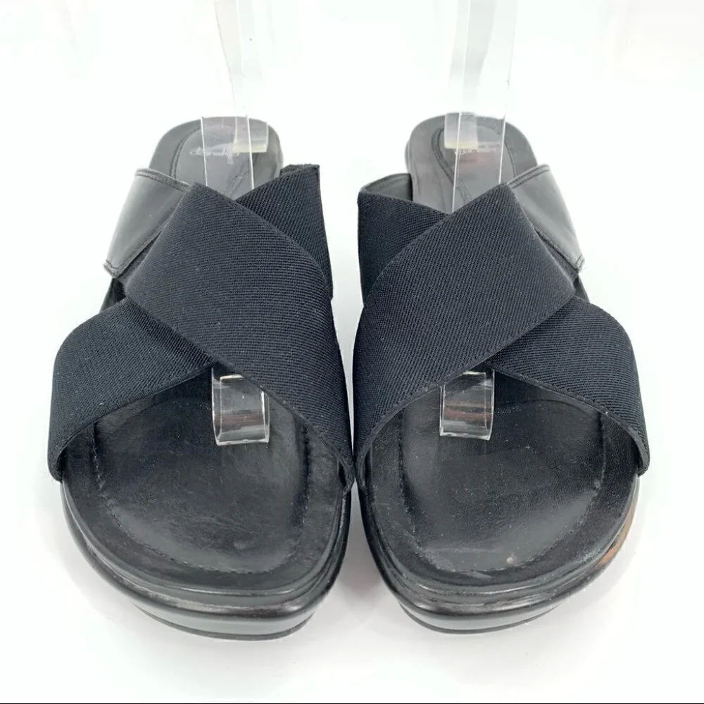 Dansko sandals size 42 11.5 - 12 black cross cross wedge platforms orthopedic